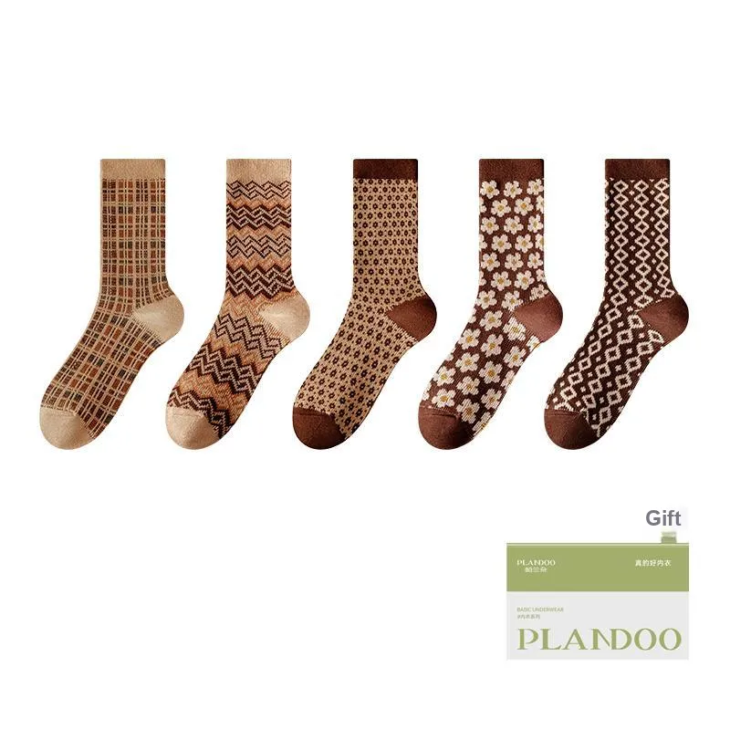 PLANDOO Mid Calf Socks Women's Shopping Bag 5 Pack-2