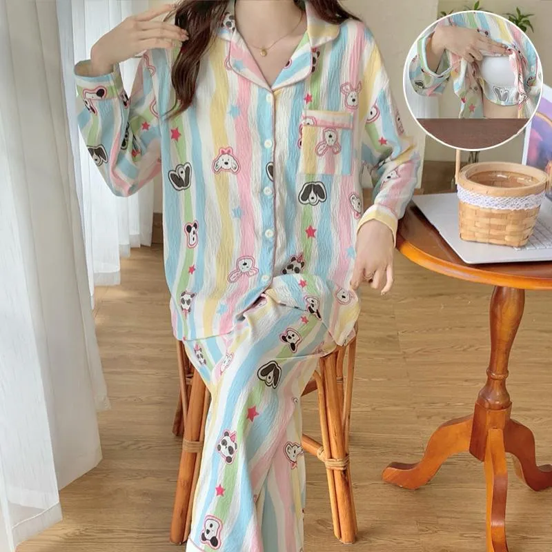 Qiao Ni Tong Pajama Set Women's Rainbow-6