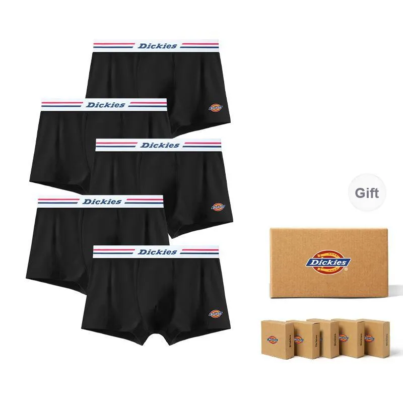 Dickies Underpants Men's Seamless Print LOGO Breathable Skin Friendly Sports Square Panty Gift Box Combo Set-37