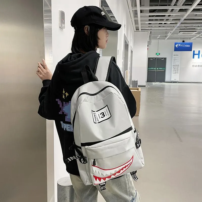 Dusen Kangaroo Nylon Backpack Regular Unisex White/Gray/Black/Army Green/Dark Blue-4