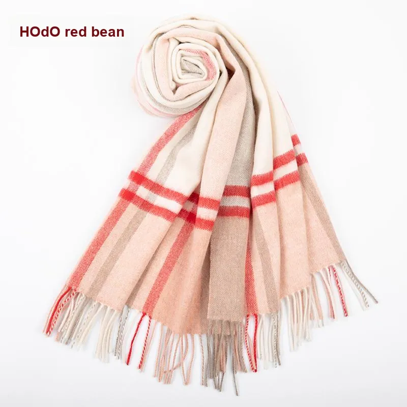 Red Bean 30% Cashmere 70% Wool Knit Scarves Women's-26
