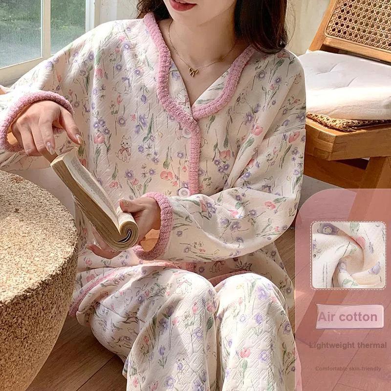 XIAFENYAN Pajama Set Women's Apricot-6