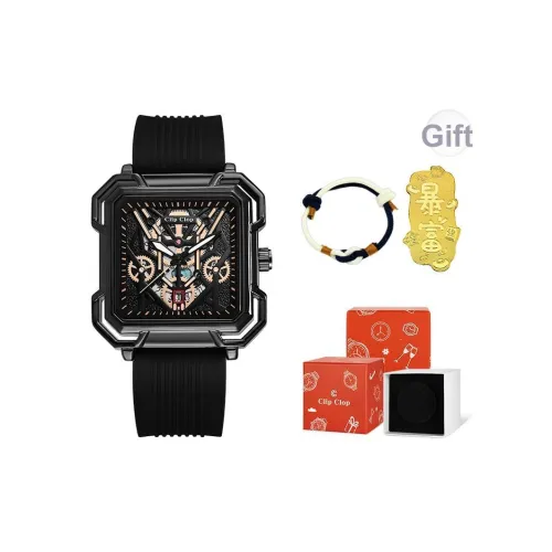 Clip Clop Кварцевый механизм силиконовый ремешок мужские часы циферблат с открытым механизмом