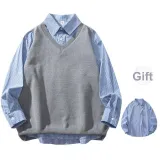 Gray+Sky Blue Shirt