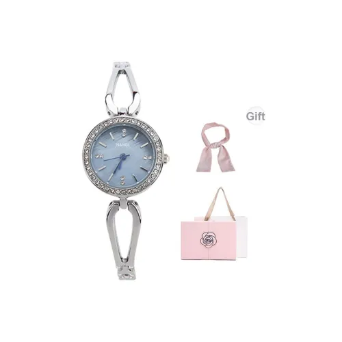 NANGL Кварцевый механизм стальной ремешок женские часы синий циферблат