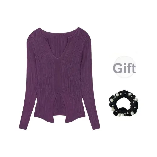 WUSHANSHAN Виноградный фиолетовый + Резинка для волос С подарками Женские Трикотаж