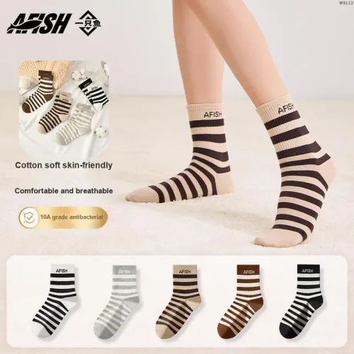 AFISH Mid Calf Socks Women's Shopping Bag 5 Pack