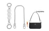 (Silver) Pearl Extender Chain+Decorative Chain 40cm+Free Screwdriver