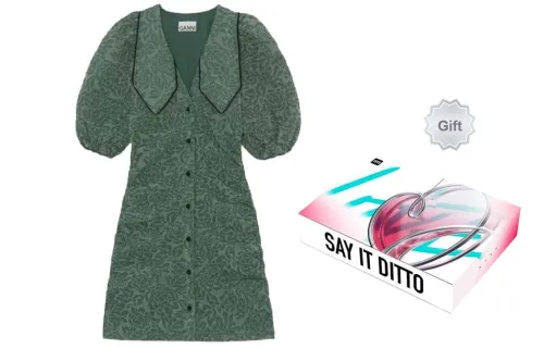 GANNI Short-Sleeved Dresses Women's Green - Gift Box Sets