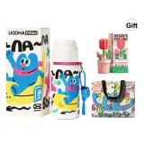 Graffiti Insulated Cup-White+Cup Cleaning Brush Red Set