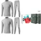 Mock Neck 2-Piece Underwear Set (Light Gray+Light Gray) 100% cotton Antibacterial/Premium Gift Box Set