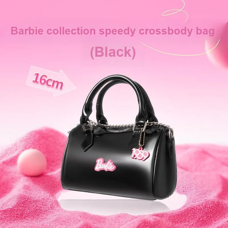 MINISO PU & PVC Crossbody Bag, Handbag Regular Unisex Black/Pink-1