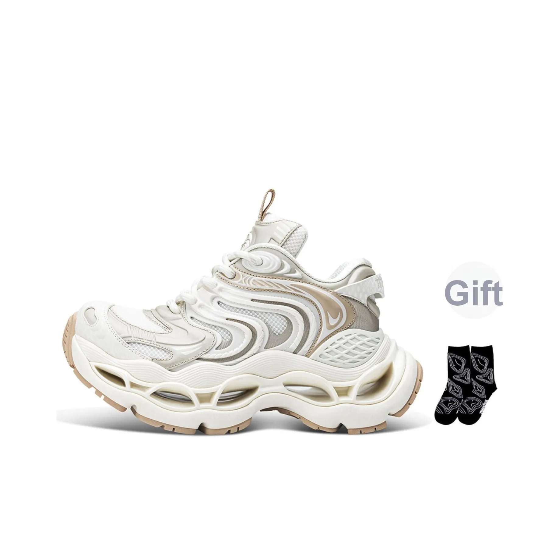 TIMESPEAK Lunar Shadow Series Chunky Sneakers Unisex Low Top Silver