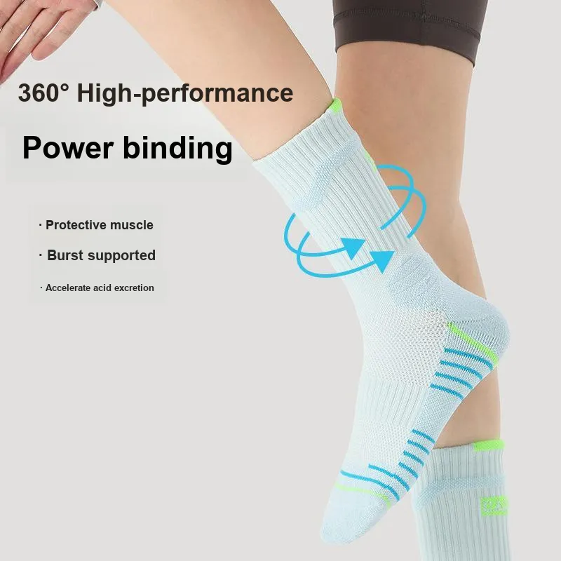 Vine Color Mid Calf Socks Unisex 3 Pack Light Blue-3