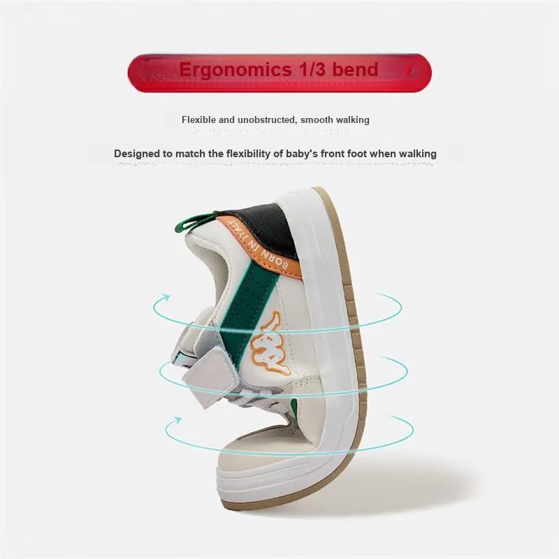 KAPPA KIDS Anti Slip And Wear Resistant Breathable Low Top Kids' Skateboarding Shoes Beige White Green Kids'-3
