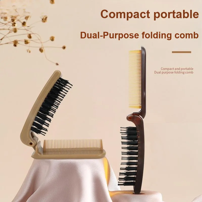 Future Maple Foldable And Portable Travel Companion Boar Bristle Combs Straight Hair Curling-5