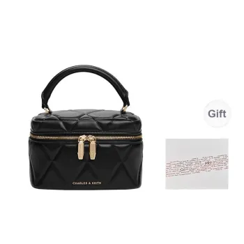 CHARLES&KEITH PU Jewelry Bag Crossbody Handbag Small Size Women's Butter Yellow/Black/Cream Milk White/Light Pink