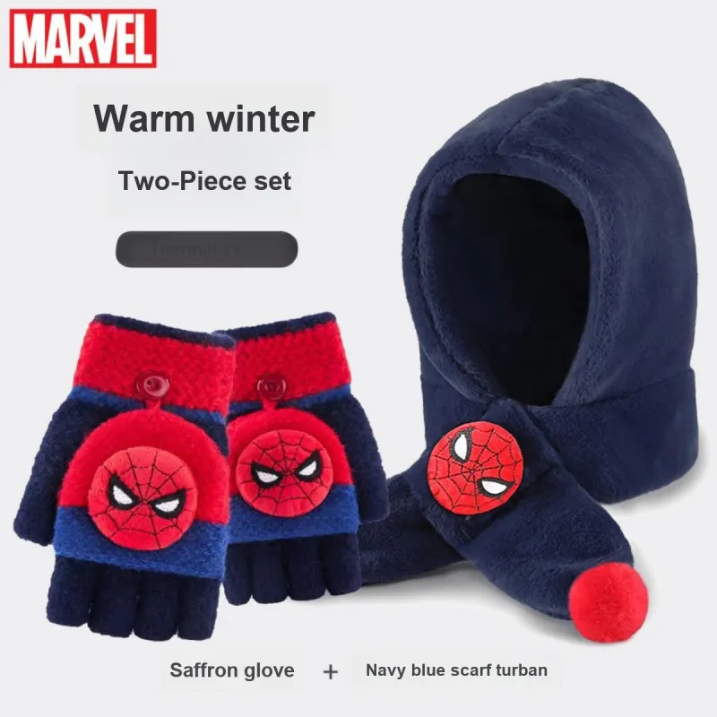 Disney Marvel Series Polyester Hoods & Plush Hats 2024 Model Kids' Navy Blue Blue Black-5