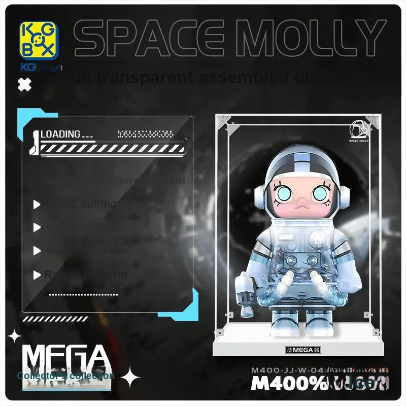 KGBOX Pop Mart Angry Bear Glacier MOLLY 400% 1000% Acrylic Figure Storage Display Case Model Accessories-5