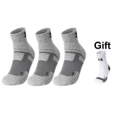 4-Pack[White Gray Crew *1+Gray Ankle Socks *3]