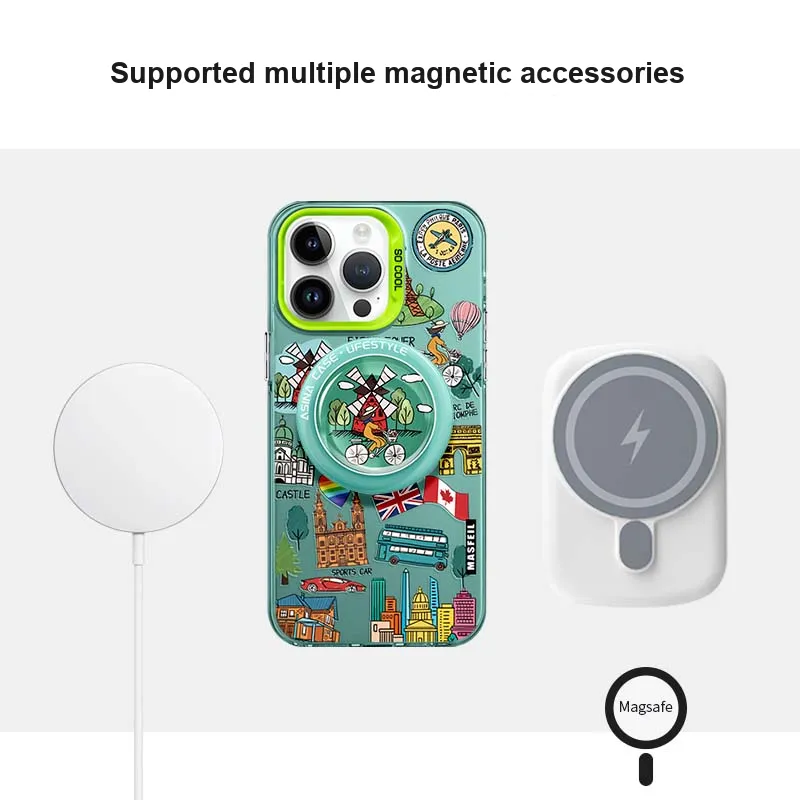 Marsfield Acrylic Material Magnetic Case Freedom Travel Phone Cases Compatibility Apple 16/15/14/13 Pro/Pro Max-5