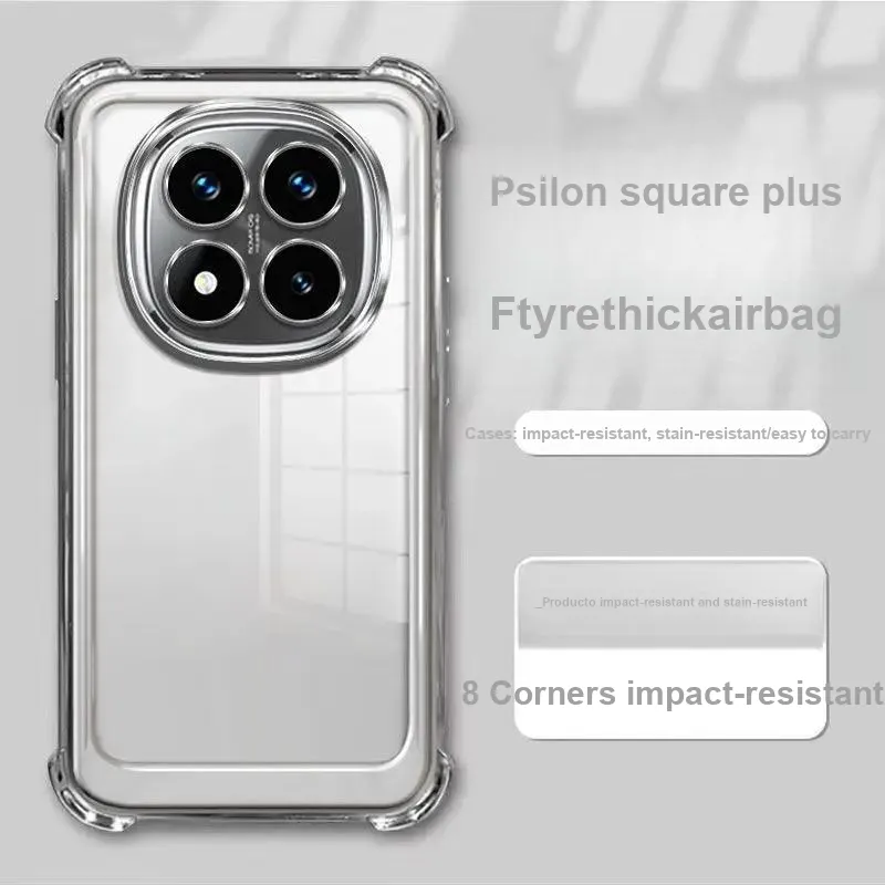 LONGYUGU Silicone Material Transparent Quad Cube Shockproof Phone Case Compatible With Redmi Note 13/12/11/10 Series-1