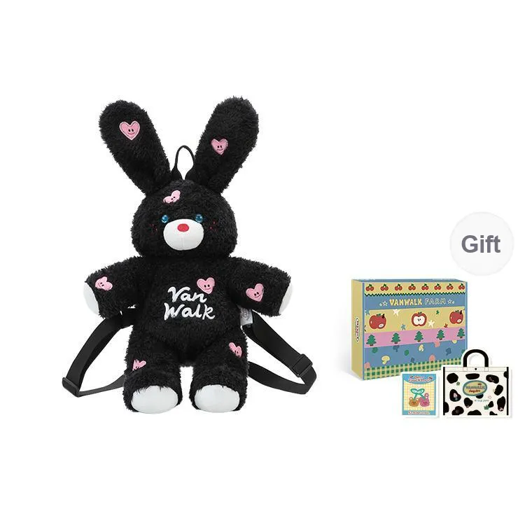 VANWALK Plush Backpack Regular Women's White/Pink/Black-0