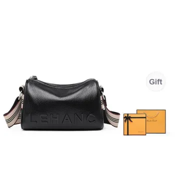 MashaLanti Top Grain Cow Leather Shoulder Bag Crossbody Bag Women's Black
