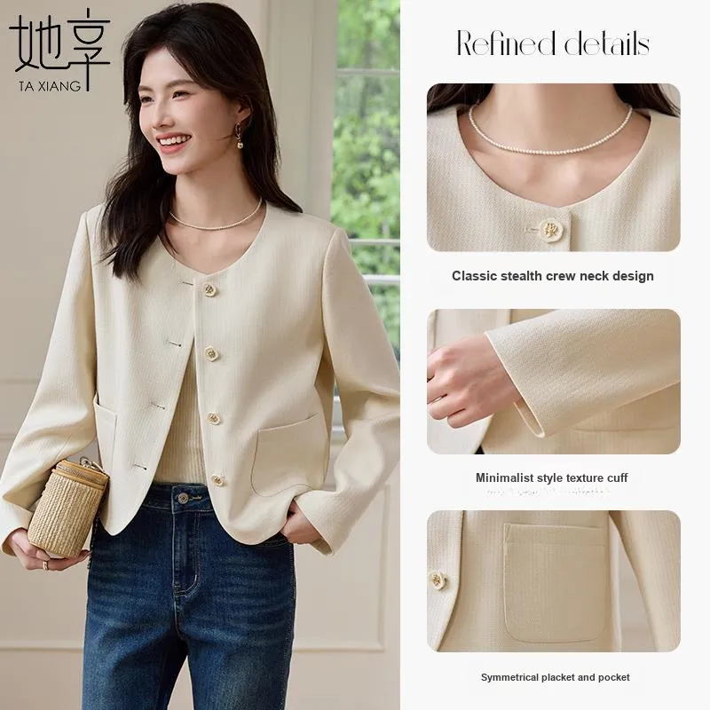 She Enjoys Cropped Coat Women's Ecru-4