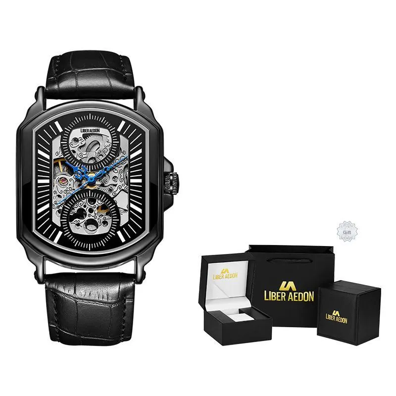 LIBER AEDON Wrist Watch Mechanical Movement Cut Out Dial Men's Watches-19