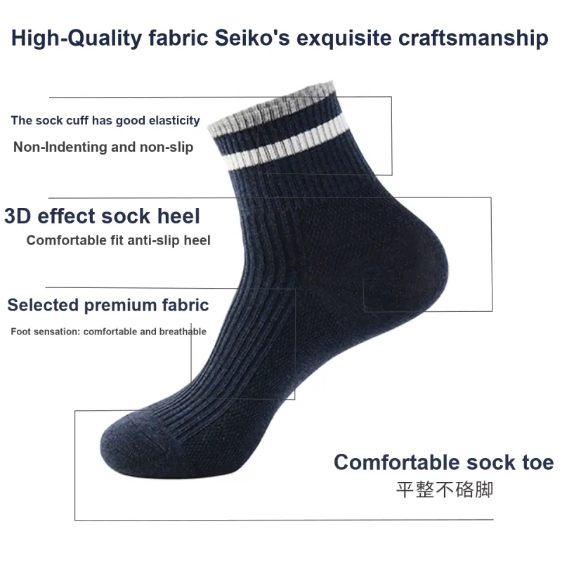 H YXIANG Mid Calf Socks Men's 5 Pack Multicolor-8