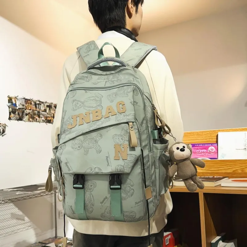 URBAN FOREST Nylon Backpack Regular Unisex White/Black/Burgundy/Green-17