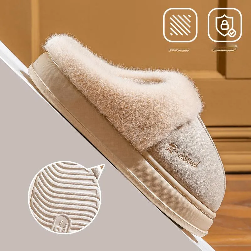 Yu Pu Cotton Slipper Fall And Winter Indoor Quiet Plush Warm Platform Slip Resistant Padded Shoes For Students-3