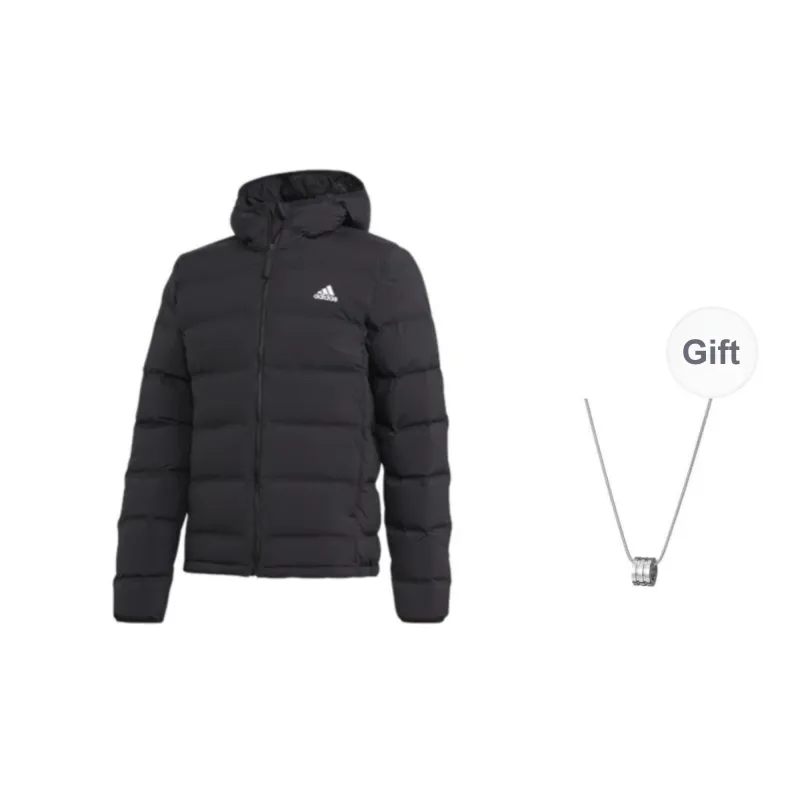 Adidas Down Jacket Unisex Black Comes With Necklace-0