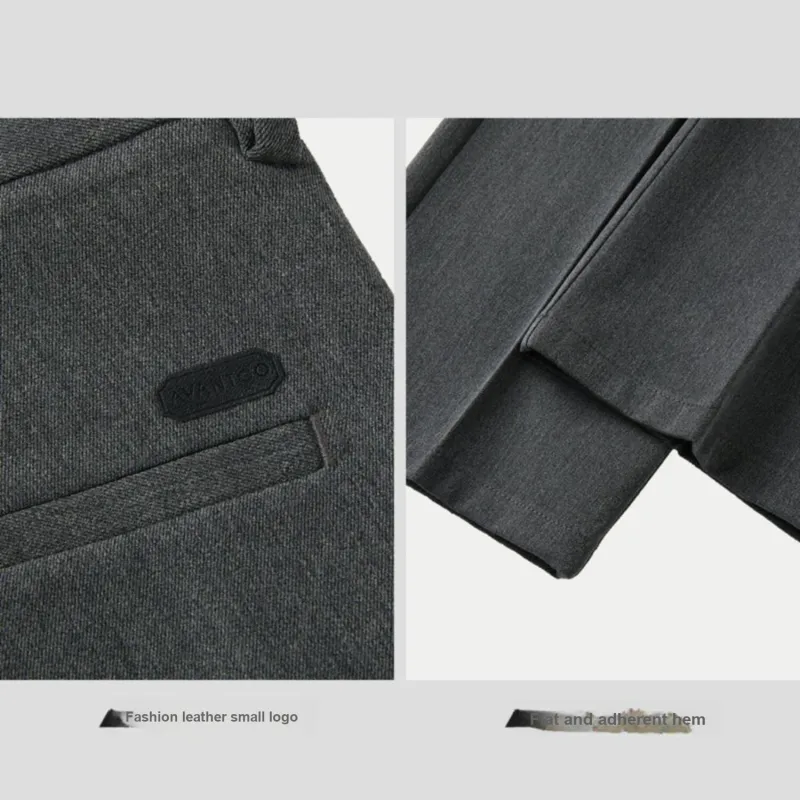 HLA Solid Color Straight Fit Gentleman Letter Embroidery Suit Trouser Men's-9