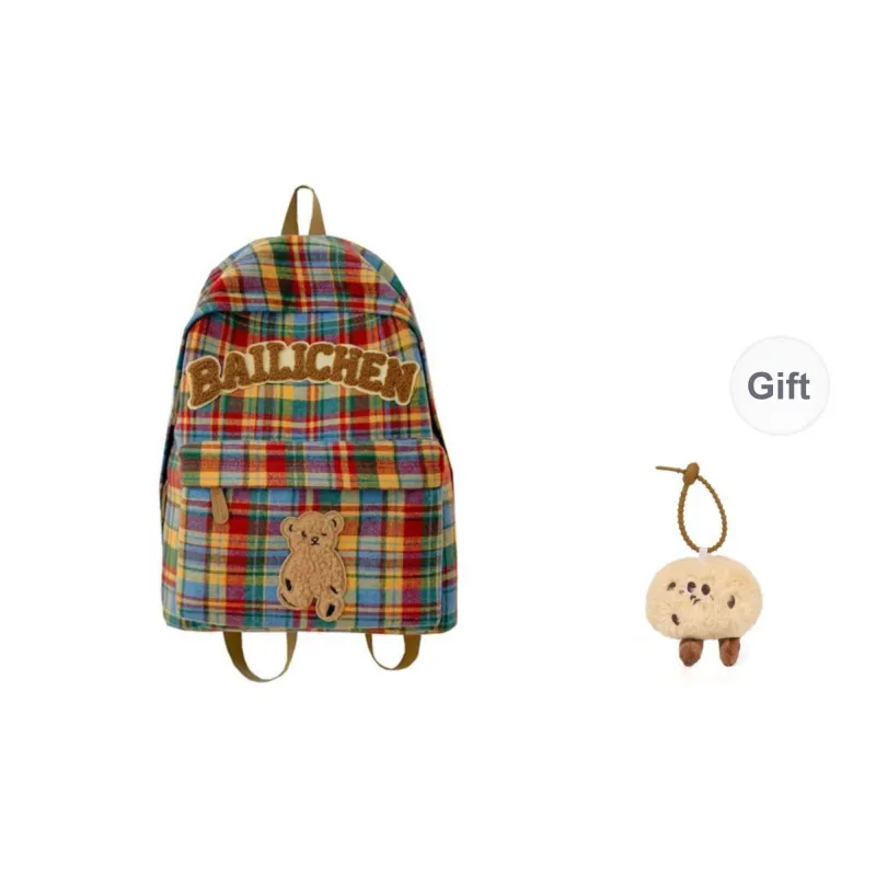 KAMLUI Woolen Backpacks Backpack Unisex Blue Orange/Beige Coffee Plaid/Red Blue Plaid/Coffee Blue Plaid/Khaki Plaid-10