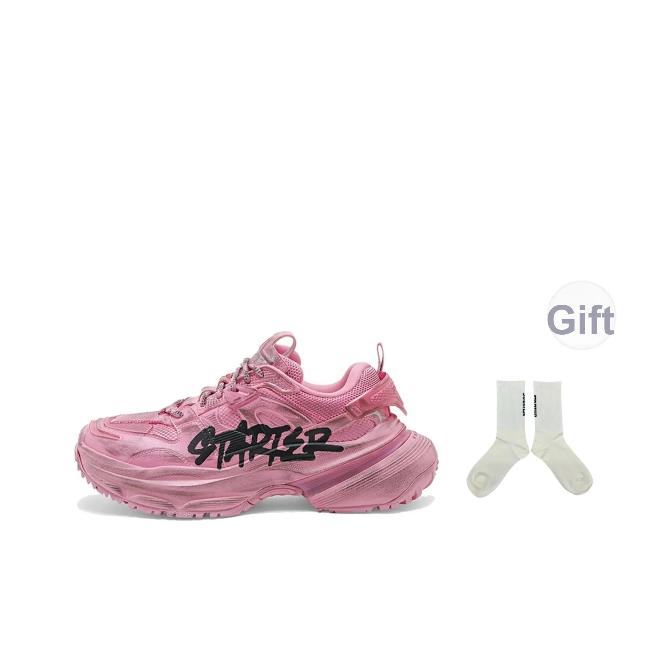 STARTER Устойчивый к истиранию противоскользящий низкий топ кроссовки с толстой подошвой унисекс розовый