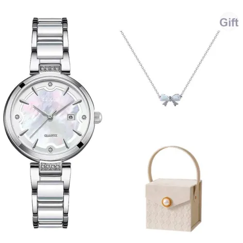 BAOGELA SKHL Collection Кварцевый механизм Сплав Смольный ремешок Женские часы Циферблат с жемчужной оболочкой Цвет