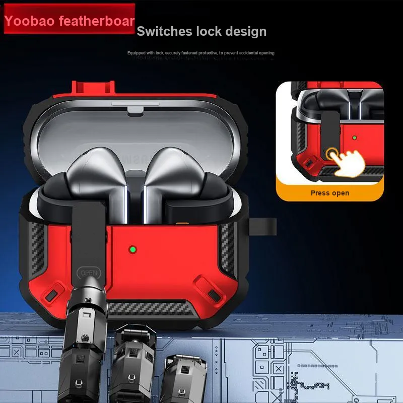 Yoobao Compatibility With Samsung Galaxy Buds3/3 Pro Lock Design, Impact Resistant, With Hooks Headphone Cases-3