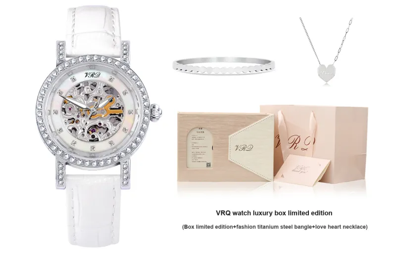 VRQ Athena Series Angela AS4 Automatic Mechanical Movement Genuine Leather Strap Watch Women's Watch Cut Out Dial-3