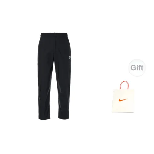 Nike Casual Pants Men Black Straight Fit Ankle-Length Pants+Gift Bag