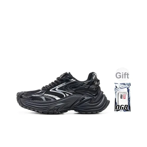 OGR Износостойкие Дышащие Увеличивающие Высоту Низкие Кроссовки для Бега Унисекс Черные Серебряные