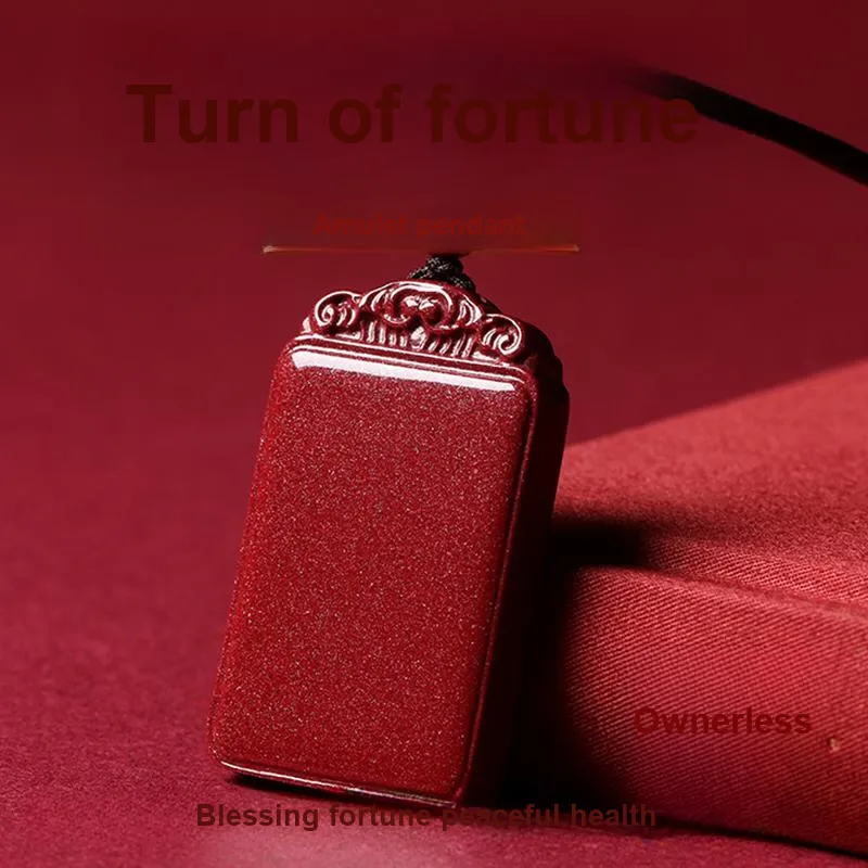 Baozhi Reconstructed Cinnabar Jade Pendants Unisex-1