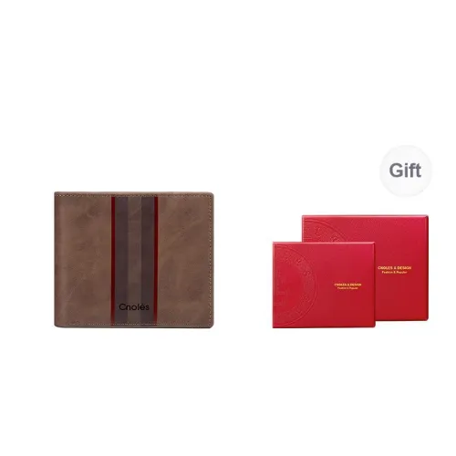 CNOLES Synthetic Leather Wallet Card Holder Coin Purse Men's Brown