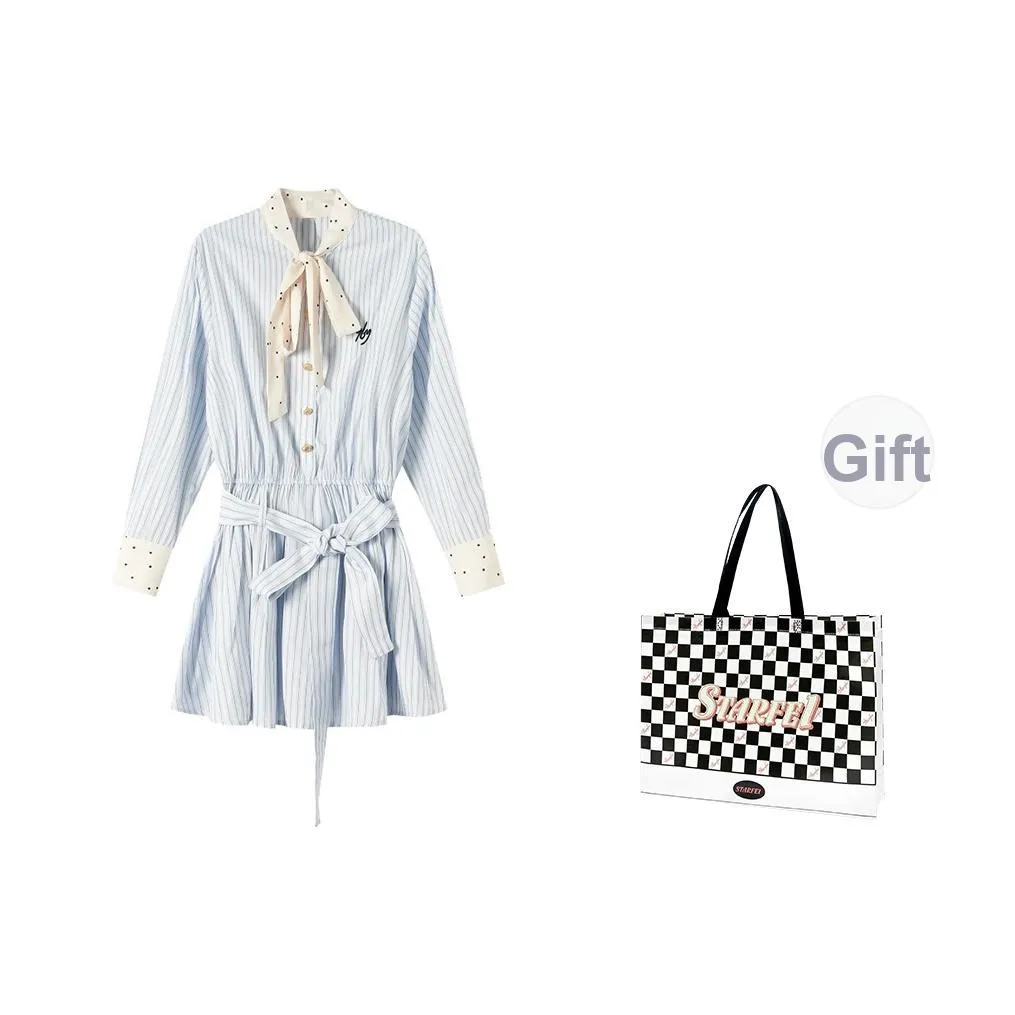 STARFEI Длинное платье с длинным рукавом женское синее