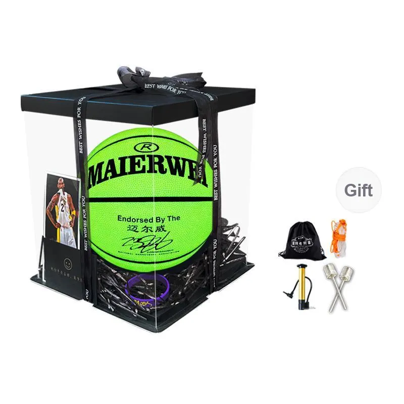 Melway PU Basketball Neon Yellow Size 7 Glow In The Dark Unisex-11