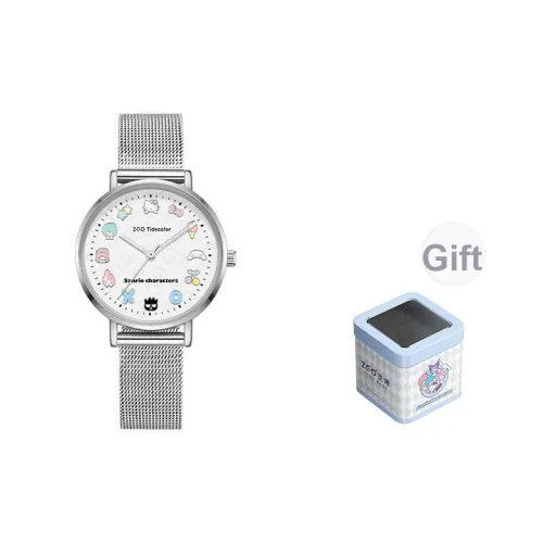 Zgo Sanrio Co Branded Кварцевый механизм Стальной ремешок Часы Женские Белый циферблат