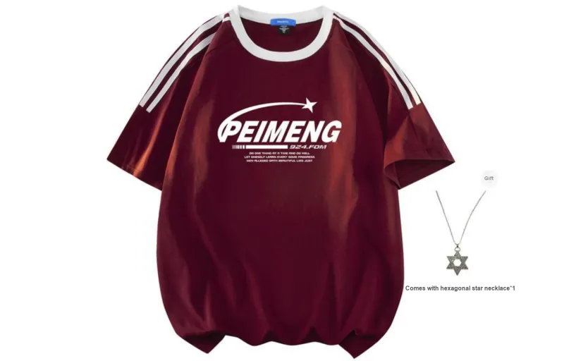 PEIMENG Short Sleeved T Shirts Unisex Comes With Necklace-25