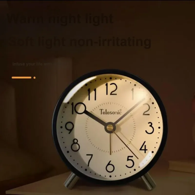 TELESONIC Sweeping Seconds Movement Alarm Clock Unisex White-4