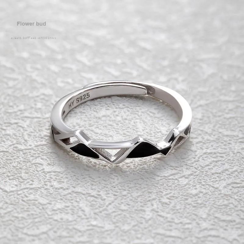 HUAYA S925 Silver Rings Women's Black/Silver-1